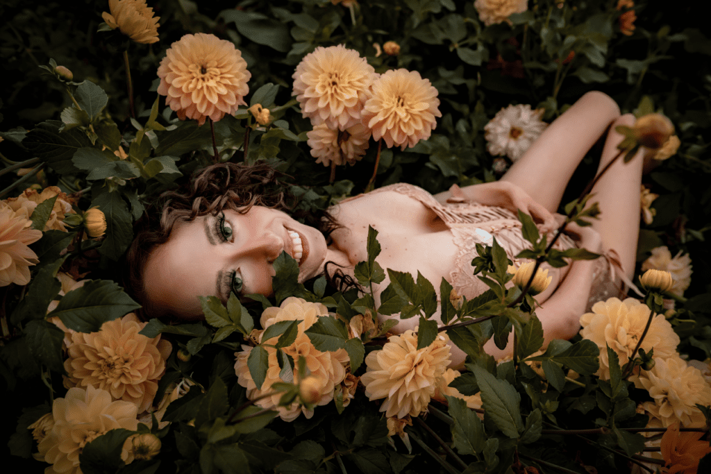 Girl in garden for photoshoot